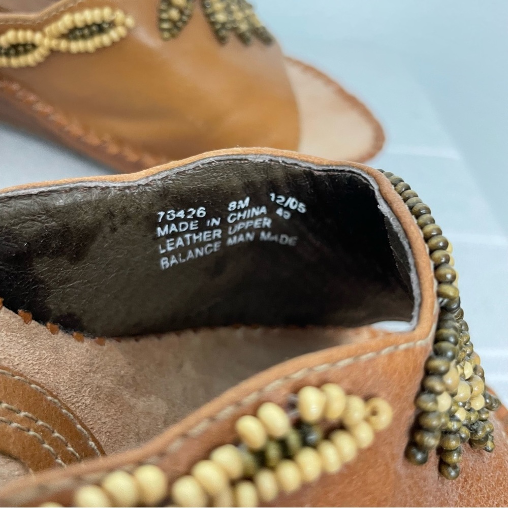 Clarks Artisan Empress Beaded Leather Wedge Sandals | Tan | Size 8 - Picture 10 of 12
